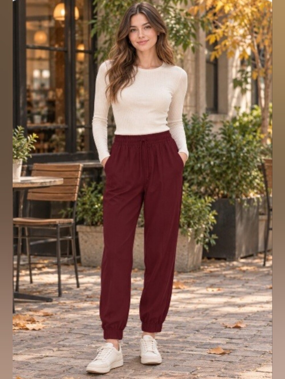 Madewell Women's Burgundy Elastic Waist Joggers